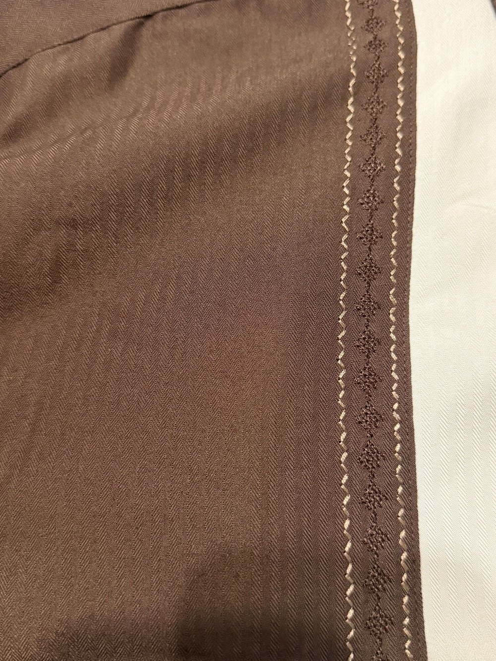 Cubavera Brown and White Cuban-Style Button-Down Shirt - Picture 3 of 5